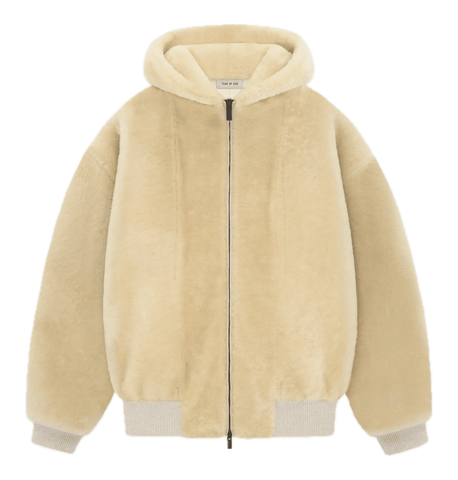 FEAR OF GOD SHEARLING HOODED BOMBER CREAM