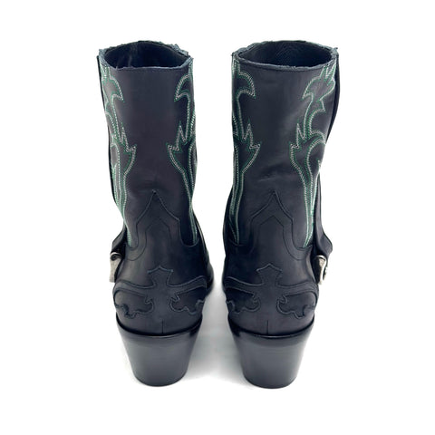 ERD CUT OFF COWBOY BOOT BLACK / GREEN