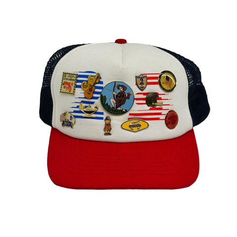 SECND SLF VINTAGE PIN AMERICANA TRUCKER WHITE / RED #1