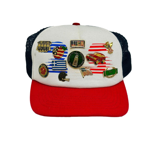 SECND SLF VINTAGE PIN AMERICANA TRUCKER WHITE / RED #2