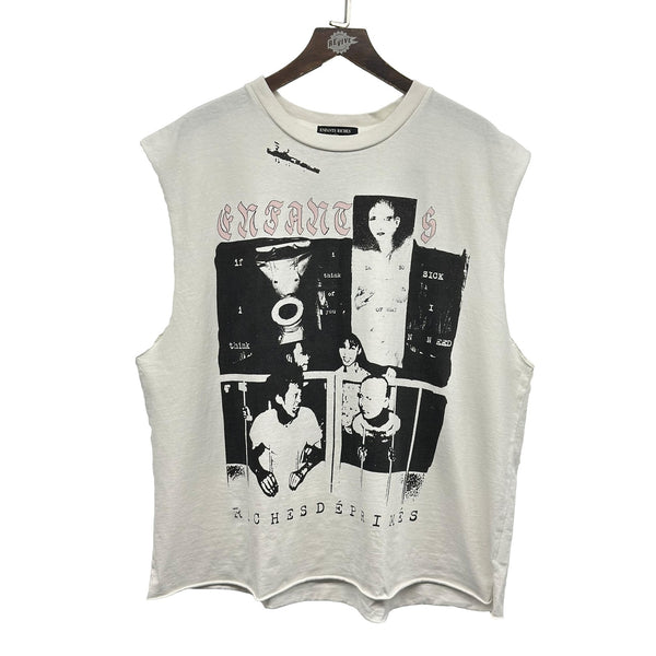 ERD ENDLESS BLOCKADES CUT OFF T-SHIRT FADED WHITE