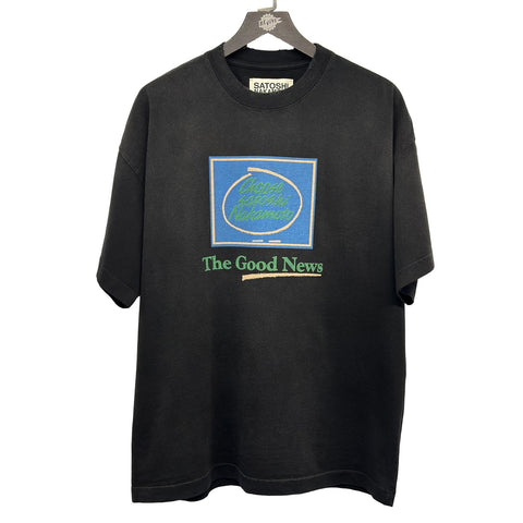 SATOSHI NAKAMOTO GOOD NEWS TEE WASHED BLACK