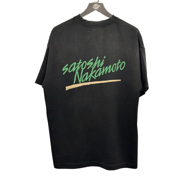SATOSHI NAKAMOTO GOOD NEWS TEE WASHED BLACK