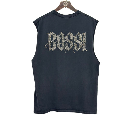 BOSSI VINTAGE SKULL CUTOFF TEE BLACK