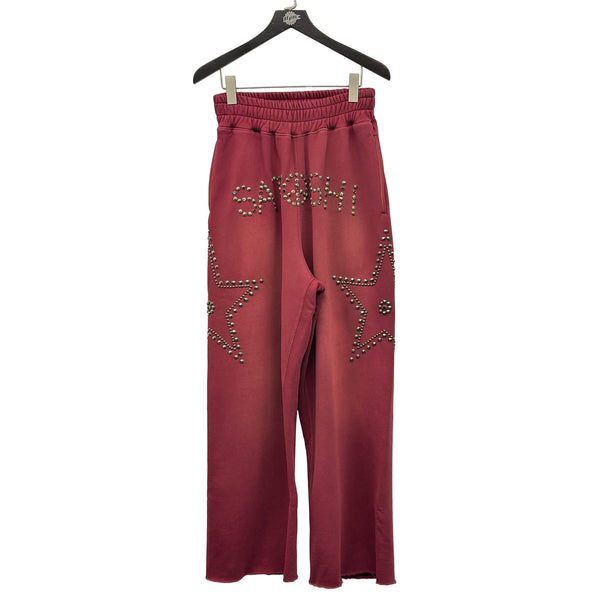 SATOSHI NAKAMOTO STAR STUDDED SWEATPANT BURGUNDY