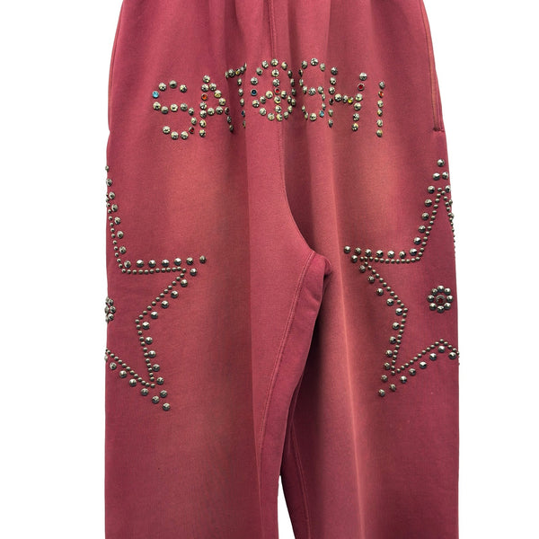 SATOSHI NAKAMOTO STAR STUDDED SWEATPANT BURGUNDY