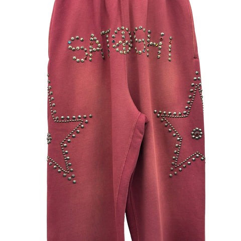 SATOSHI NAKAMOTO STAR STUDDED SWEATPANT BURGUNDY