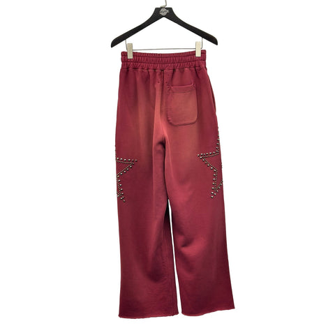 SATOSHI NAKAMOTO STAR STUDDED SWEATPANT BURGUNDY